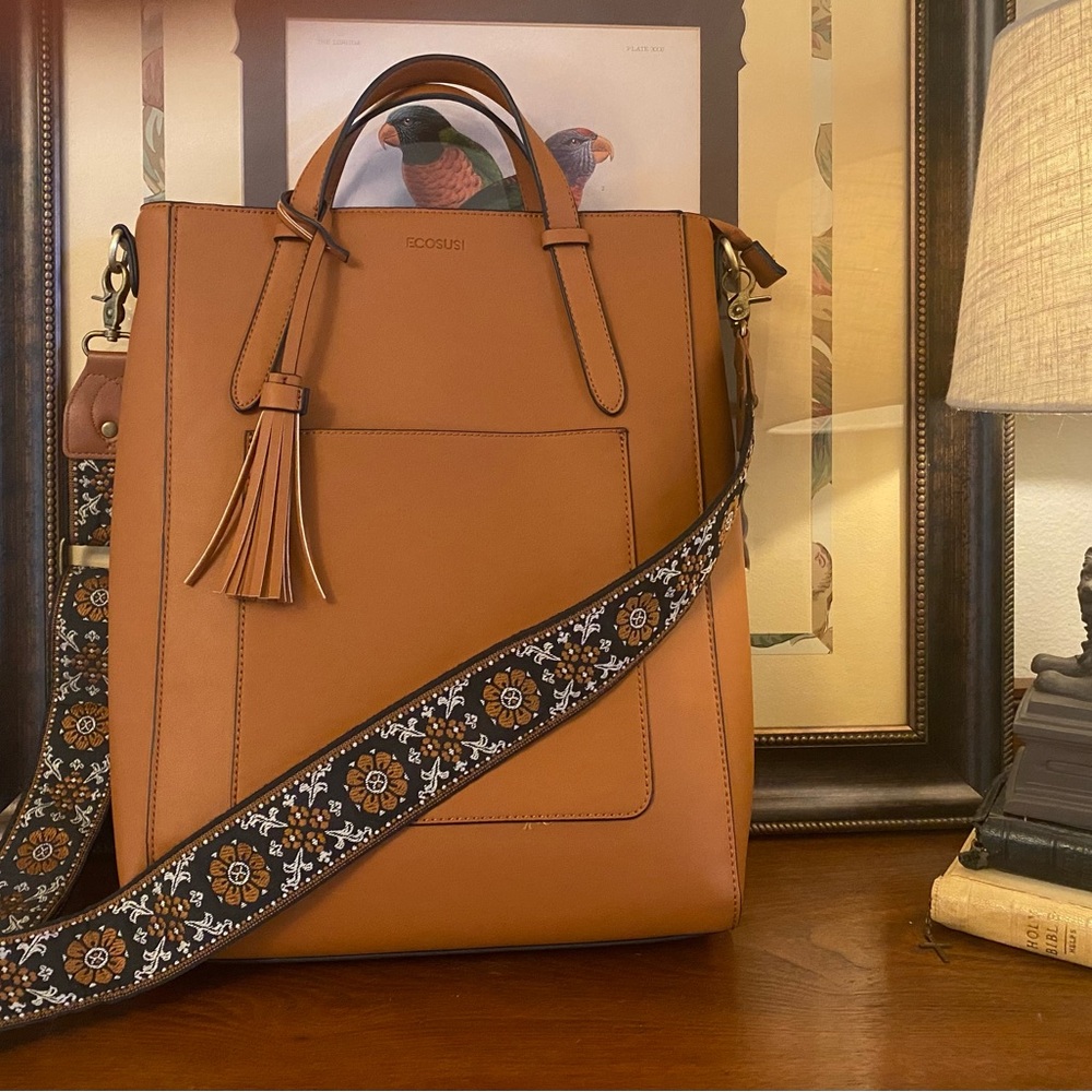 ** SOLD ** Purse Strap/Guitar Strap - Adjustable Double Sided Tan and Black LNC